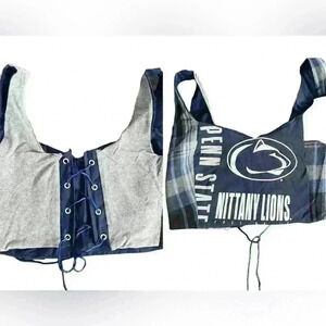 Custom Upcycled Penn State Crop Top Corset | Game Day Shirt | SEE DESCRIPTION